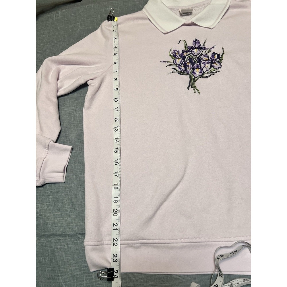 Vintage 90's Cottagecore Adrian Delafield Top Stitch Embroidered Sweatshirt - Picture 8 of 10
